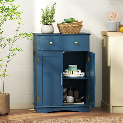 Floor Storage Cabinet with Doors Modern Buffet Sideboard with Drawer and Adjustable Shelf-Navy Blue