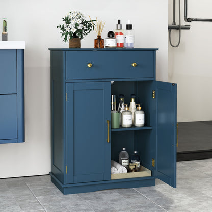 Floor Storage Cabinet with Doors Modern Buffet Sideboard with Drawer and Adjustable Shelf-Navy Blue