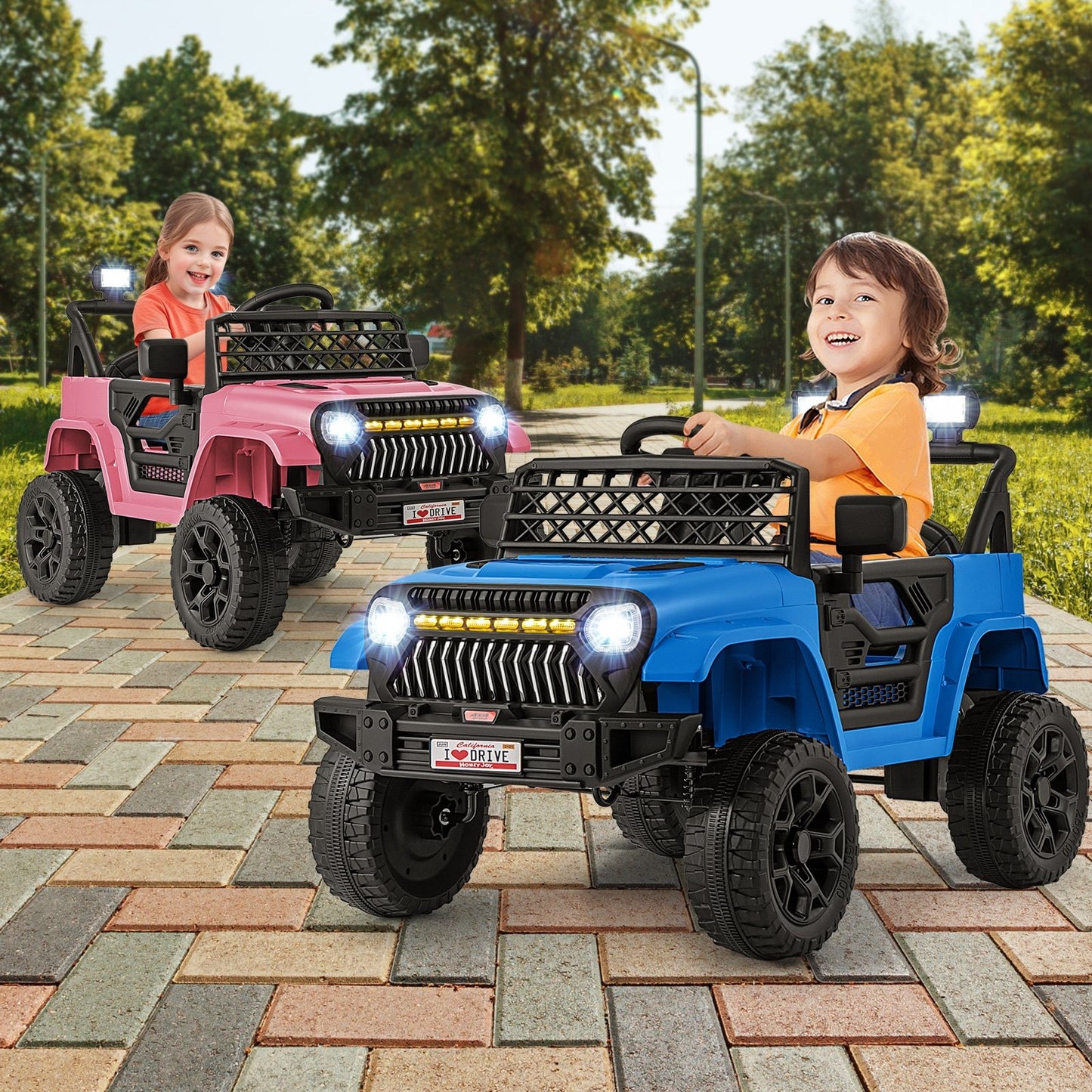 12V Kids Ride on Truck Car with Parental Remote and Music Player-Black