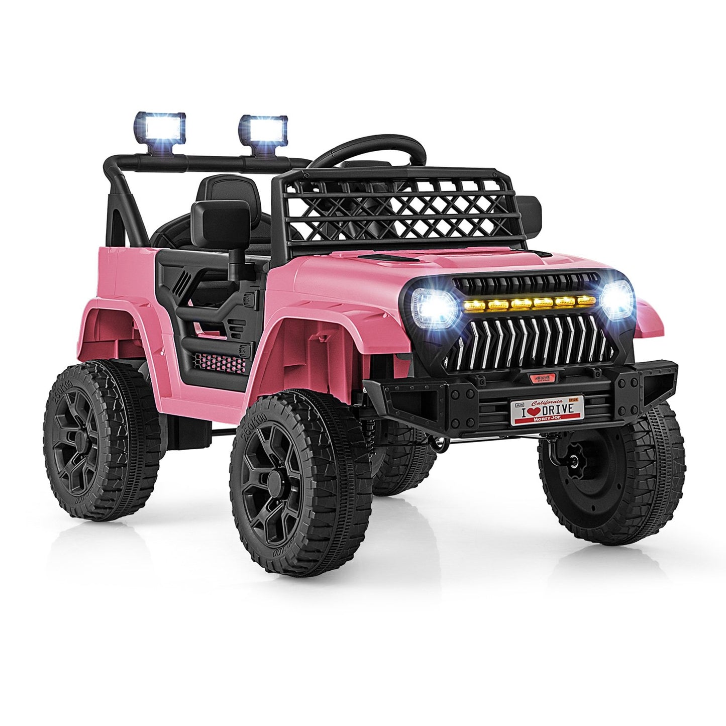 12V Kids Ride on Truck Car with Parental Remote and Music Player-Black