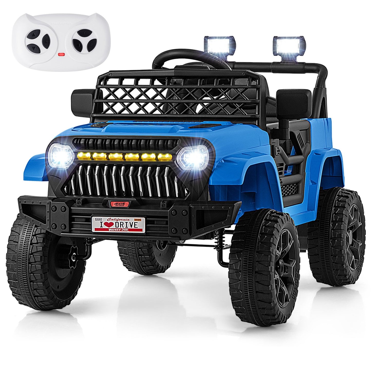 12V Kids Ride on Truck Car with Parental Remote and Music Player-Black