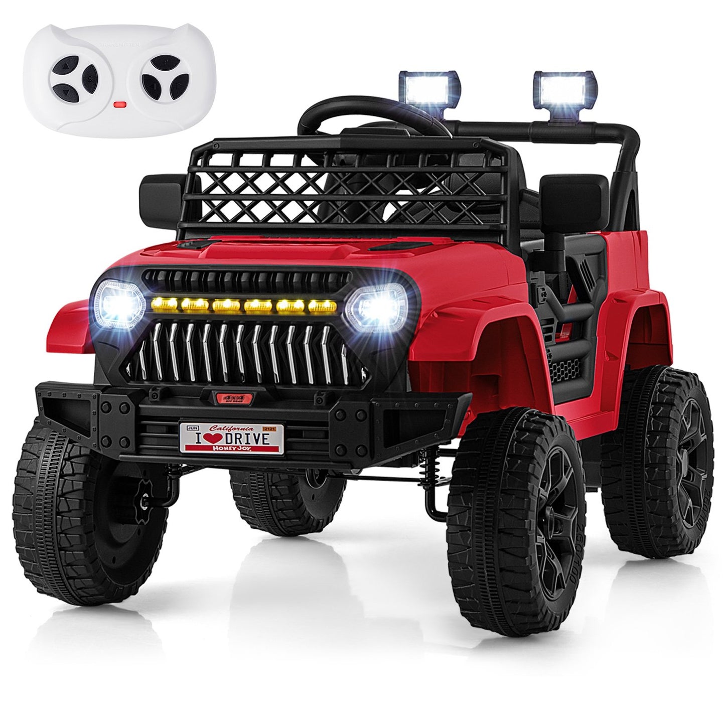 12V Kids Ride on Truck Car with Parental Remote and Music Player-Black