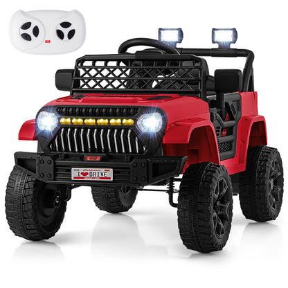 12V Kids Ride on Truck Car with Parental Remote and Music Player-Black
