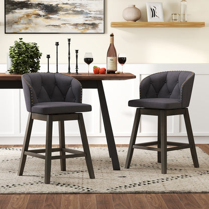 Counter Height Fabric Upholstered Bar Stools Set of 2-Beige