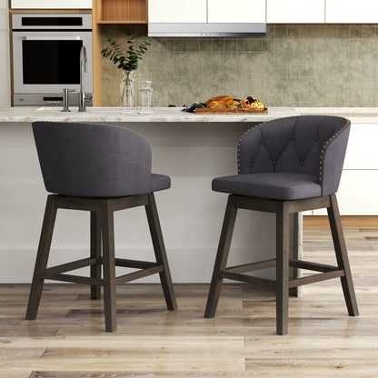 Counter Height Fabric Upholstered Bar Stools Set of 2-Beige