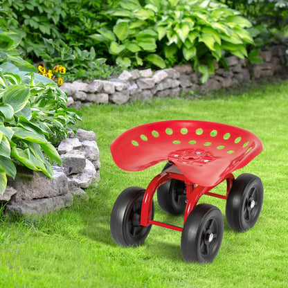 Garden Rolling Workseat with 360° Swivel Seat and Adjustable Height-Blue