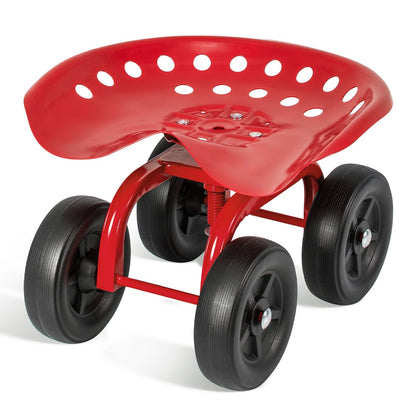 Garden Rolling Workseat with 360° Swivel Seat and Adjustable Height-Blue
