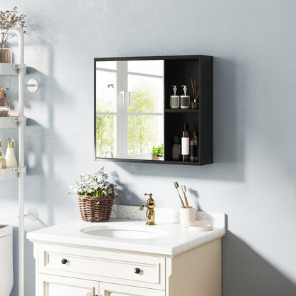 Bathroom Medicine Cabinet with Single Mirror Door-Black