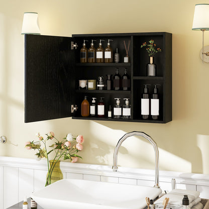 Bathroom Medicine Cabinet with Single Mirror Door-Black