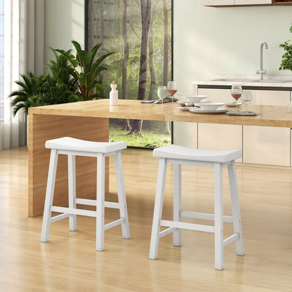 Set of 2 24 Inch Counter Height Stools with Solid Wood Legs-Black