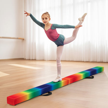 7 Feet Folding Portable Floor Balance Beam with Handles for Gymnasts-Blue
