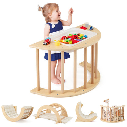 6 in 1 Kids Climbing Arch Playset wIth Removable Cushion and Stoppers-Multicolor