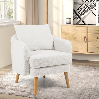 Sherpa Accent Chair Modern Living Room Chair with Seat Cushion-Grey