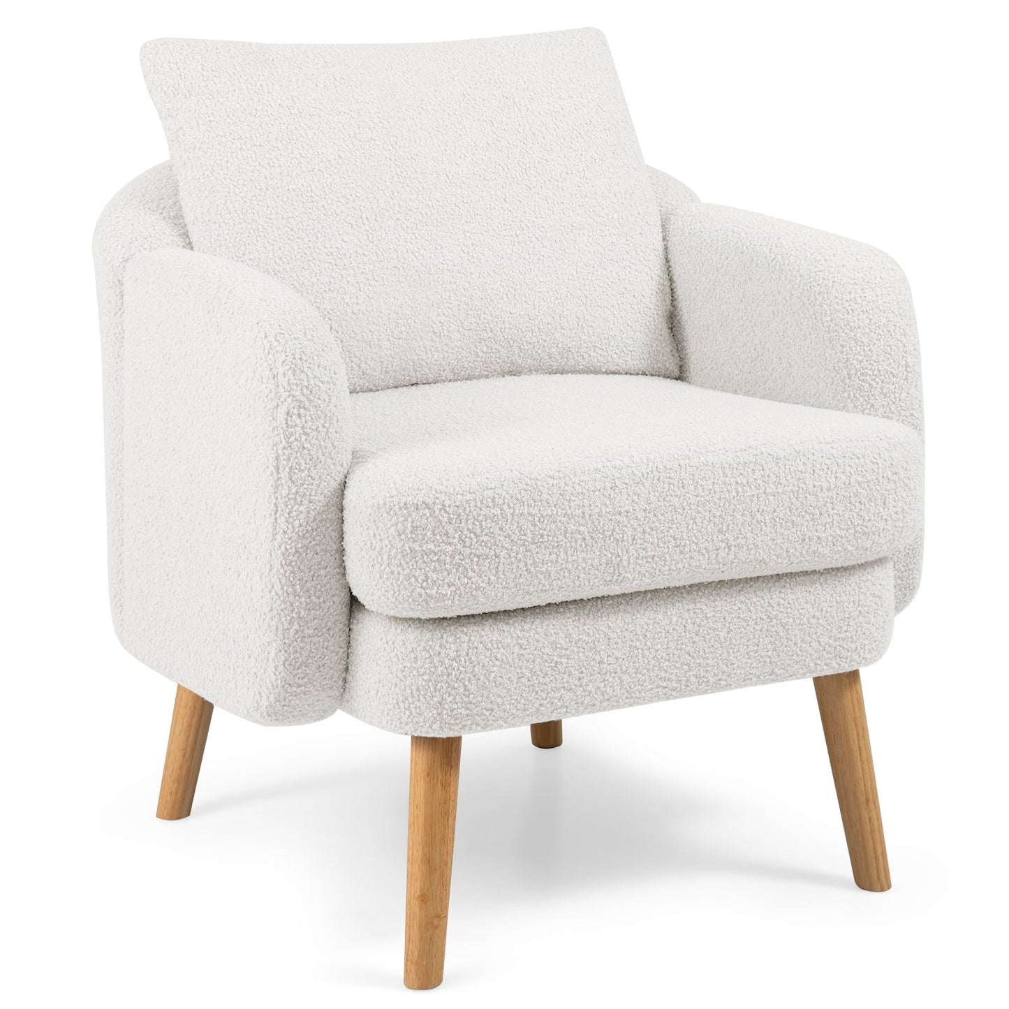 Sherpa Accent Chair Modern Living Room Chair with Seat Cushion-Grey