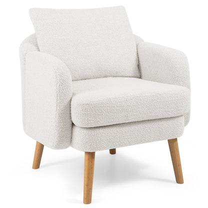 Sherpa Accent Chair Modern Living Room Chair with Seat Cushion-Grey