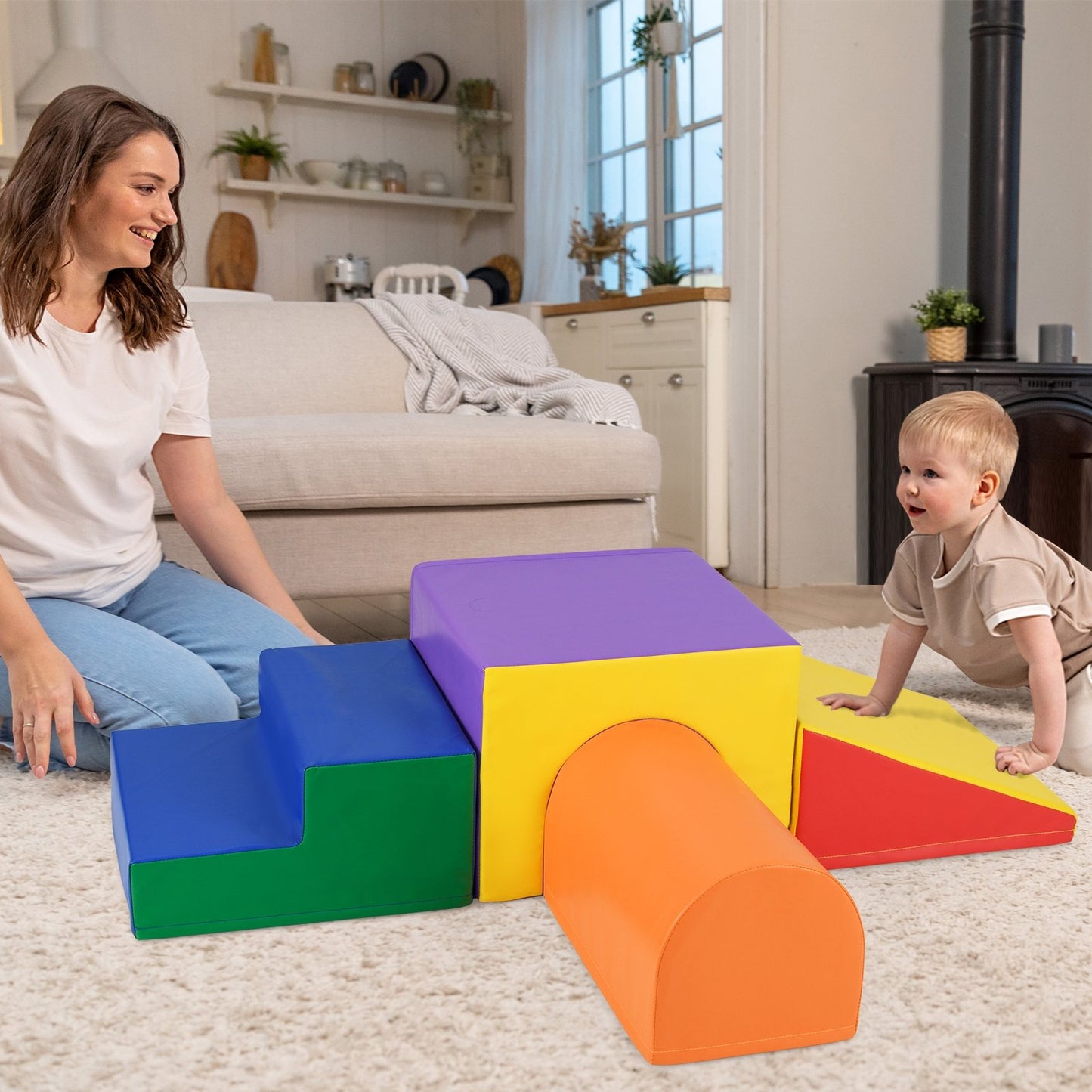 Climb and Crawl Foam Block Play Set for Infant Baby-Multicolor