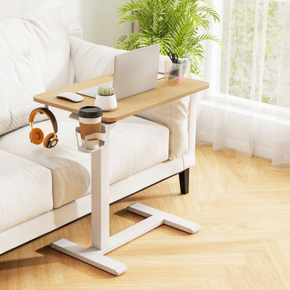 Mobile Standing Desk Height Adjustable Overbed Bedside Table with Cup Holder-Black