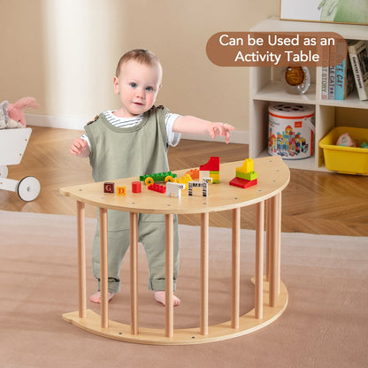 Kids Climbing Arch with Cushion Montessori Arch Climber/Rocker for Toddlers-Beige