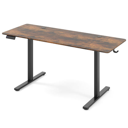 Electric Standing Desk with 3 Memory Heights and 2 Hanging Hooks and Cable Holes-Natural