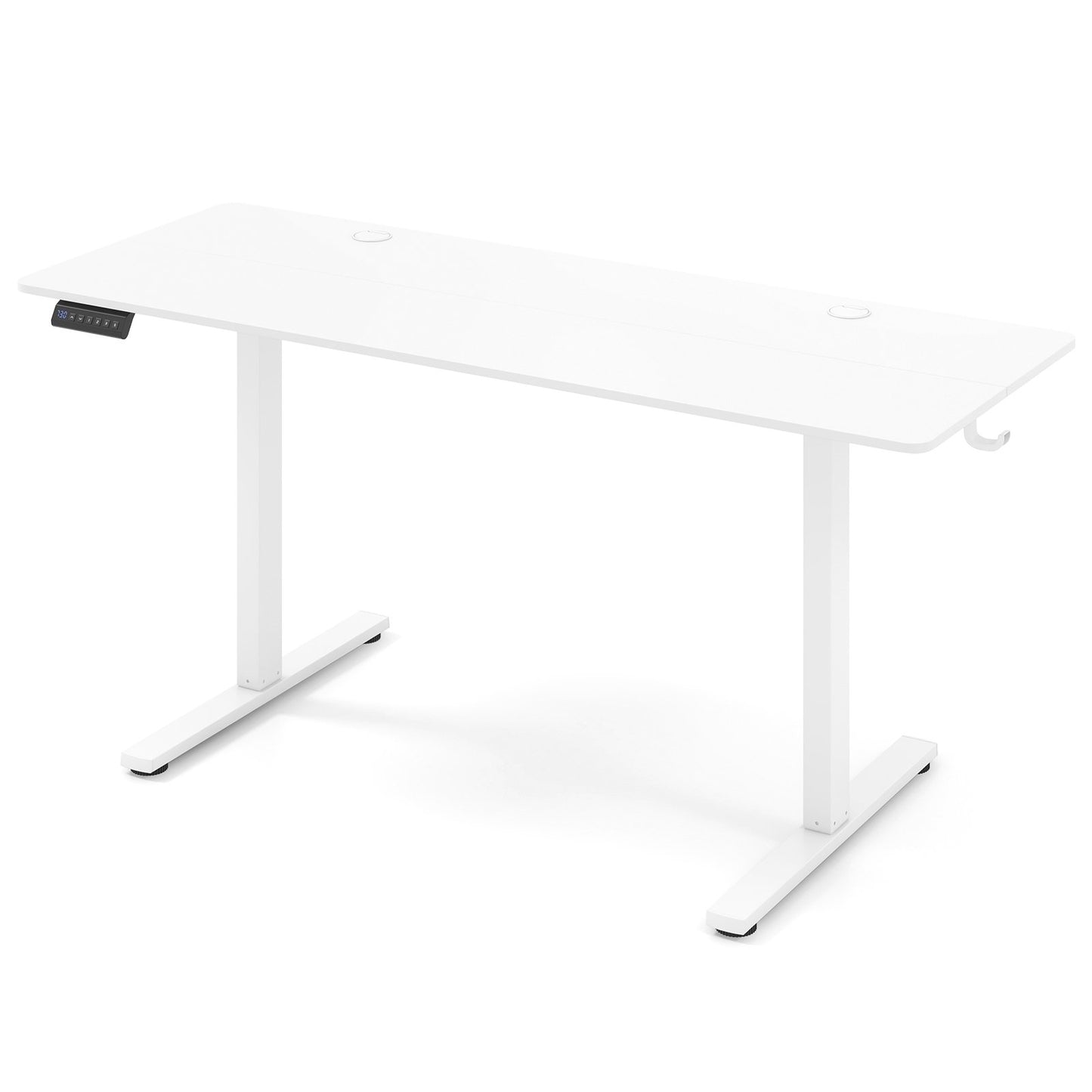 Electric Standing Desk with 3 Memory Heights and 2 Hanging Hooks and Cable Holes-Natural