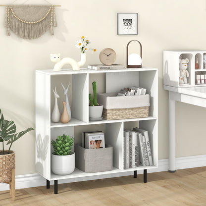 Open Shelf Bookcase with 4 Compartments-Black