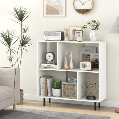 Open Shelf Bookcase with 4 Compartments-Black