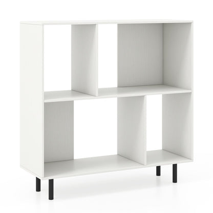 Open Shelf Bookcase with 4 Compartments-Black