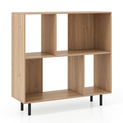 Open Shelf Bookcase with 4 Compartments-Black
