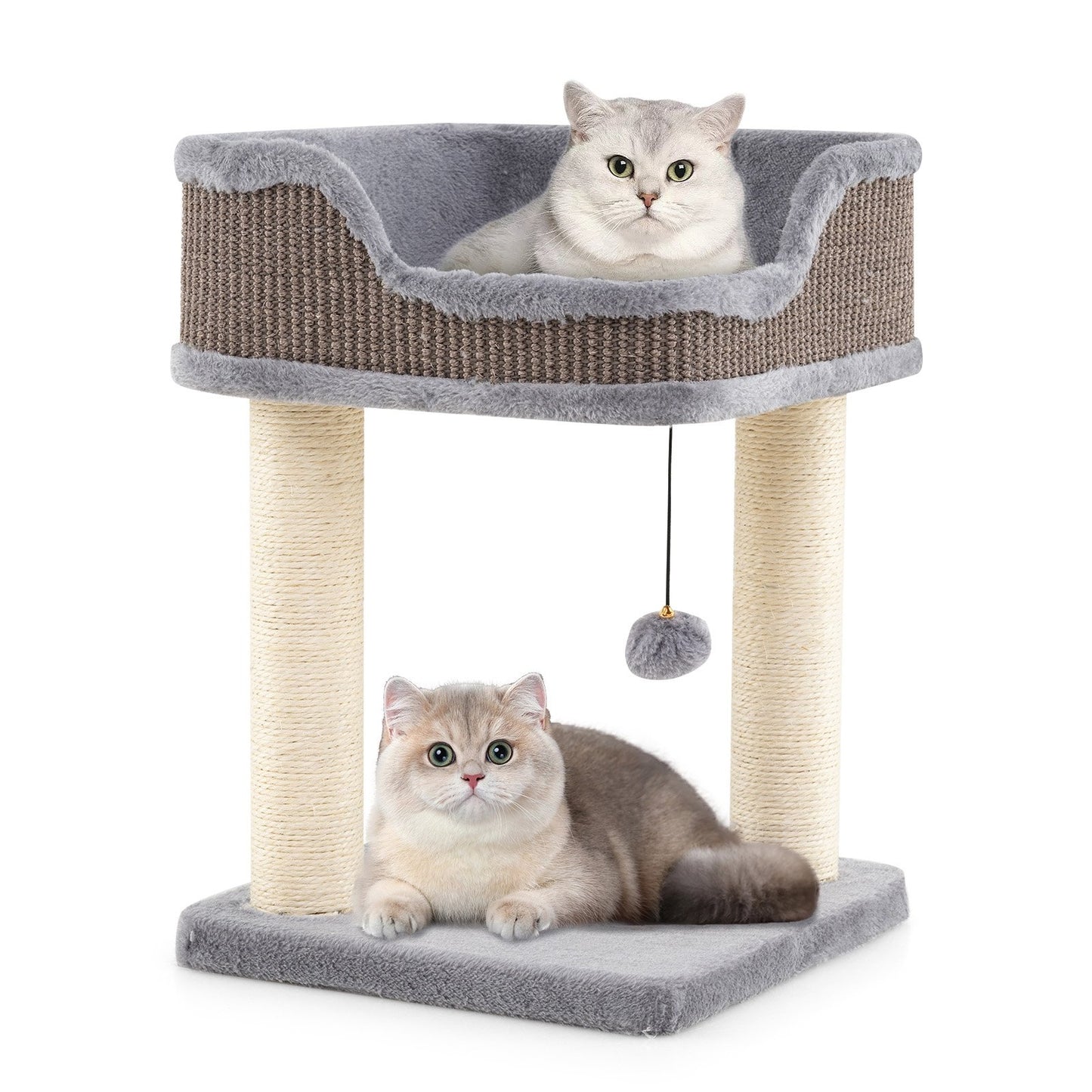 Small Cat Tree for Indoor Cats Kitty Tower with Comfy Plush Perch Sisal Scratching Posts-Gray