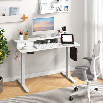 48 Inch x 24 Inch Height Adjustable Electric Standing Desk with 2 Drawers-Black