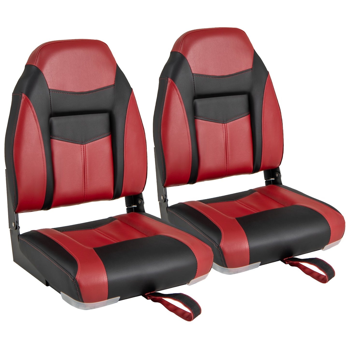 2 Pieces High Back Folding Boat Seat Set with Sponge Cushion-Blue