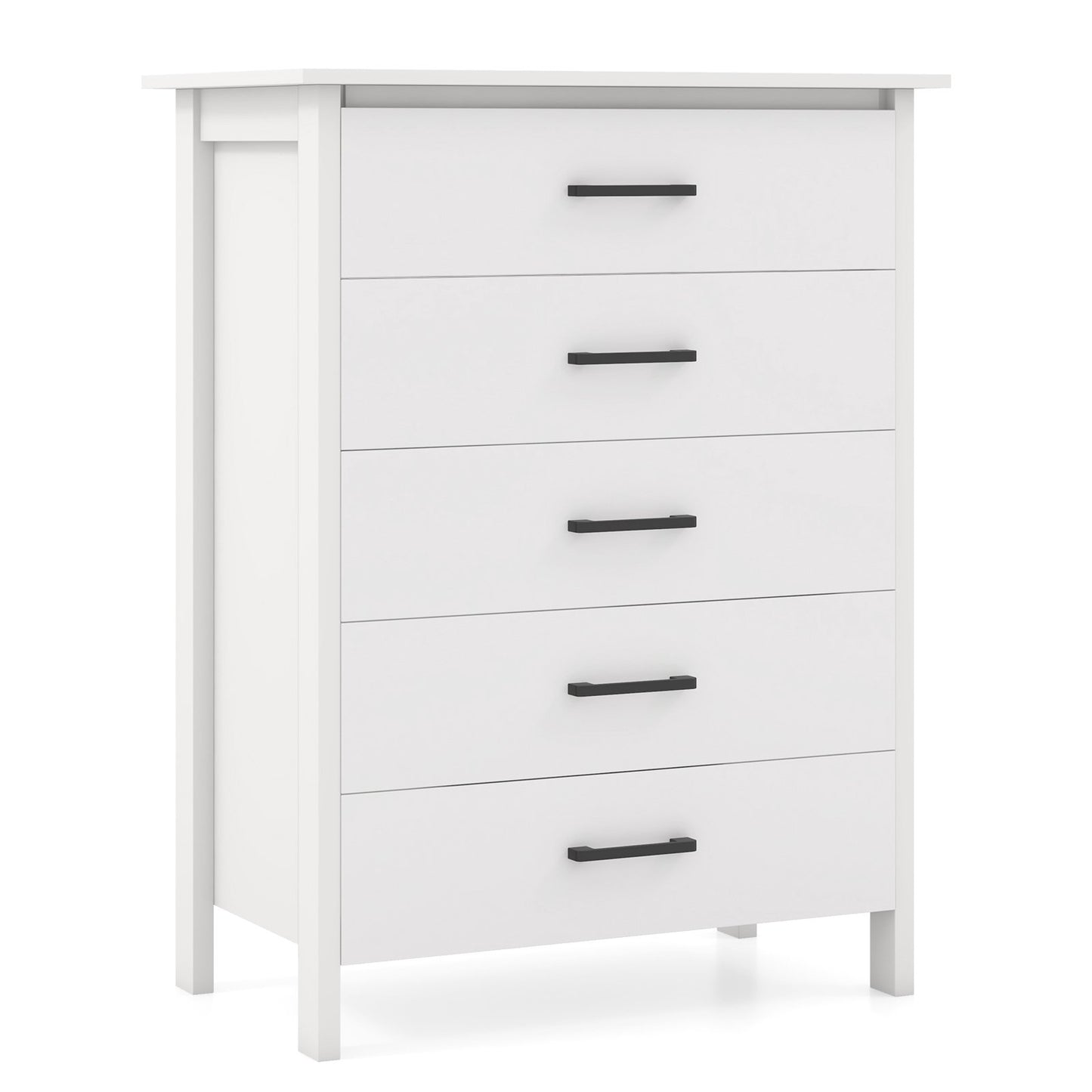 Modern 5-Drawer Multipurpose Chest Dresser with Metal Handles-Black