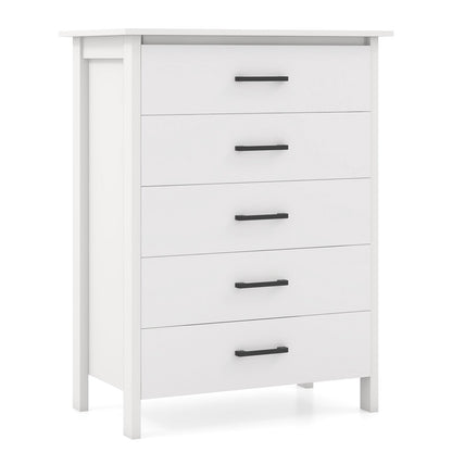 Modern 5-Drawer Multipurpose Chest Dresser with Metal Handles-Black