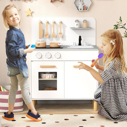 Kids Kitchen Playset with Cooking Accessories and Storage-Pink