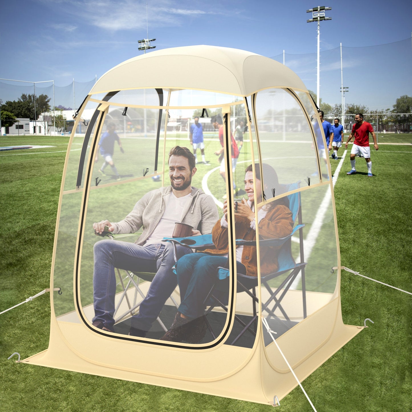 Instant pop-up sports tent by Wilsons Home Store, portable camping tent with carrying bag and floor mat for 1-2 or 5-6 people.