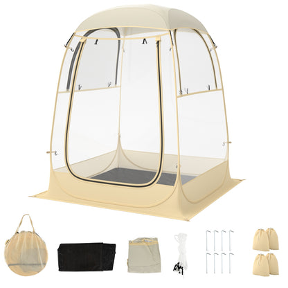 Instant pop-up sports tent with carrying bag and floor mat, suitable for 1-2 or 5-6 people, designed for outdoor camping.