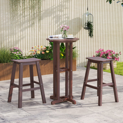 29 Inch HDPE Patio Bar Stool Set of 2 Armless Saddle Stools-Black