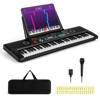 61 Key Electric Portable Digital Keyboard Piano for Beginner-Black