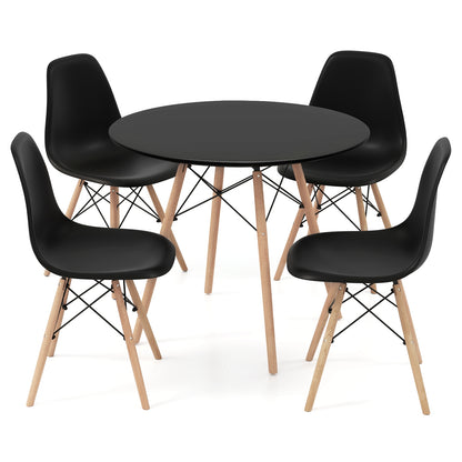 5 Pieces Dining Table Set With Solid Wood Leg-Beige