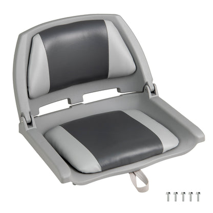 Boat Seat Folding Low Back Boat Chair with Marine-Grade PVC-Gray