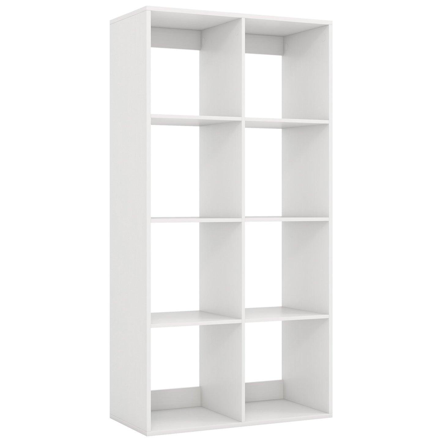 8 Cube Bookshelf with Back Guardrail for Living Room Bedroom-White