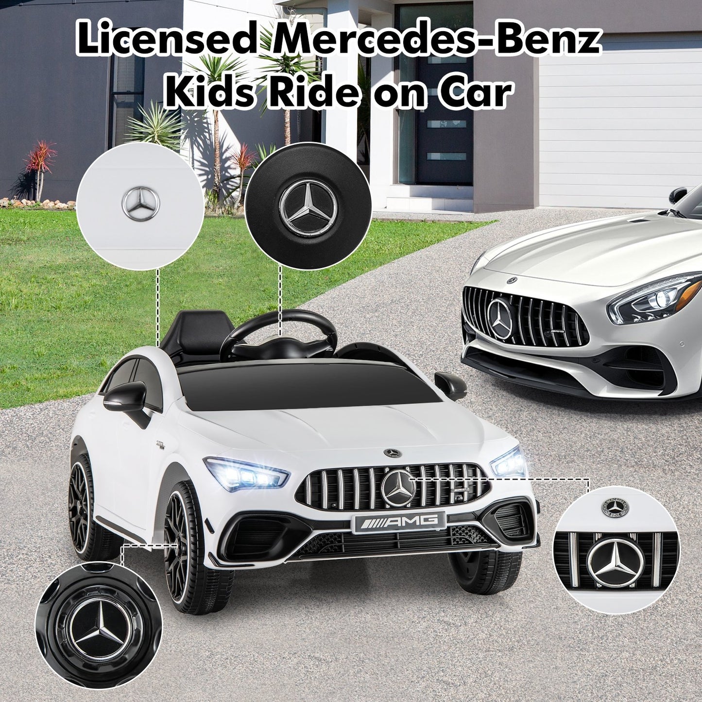 12V Kids Ride on Car Mercedes-Benz AMG CLA 45 with Remote-Black