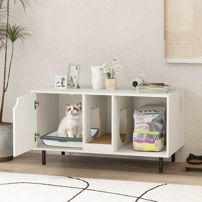 40 Inch Cat Litter Box Enclosure for 2 Cats Hidden Cat Washroom-Gray