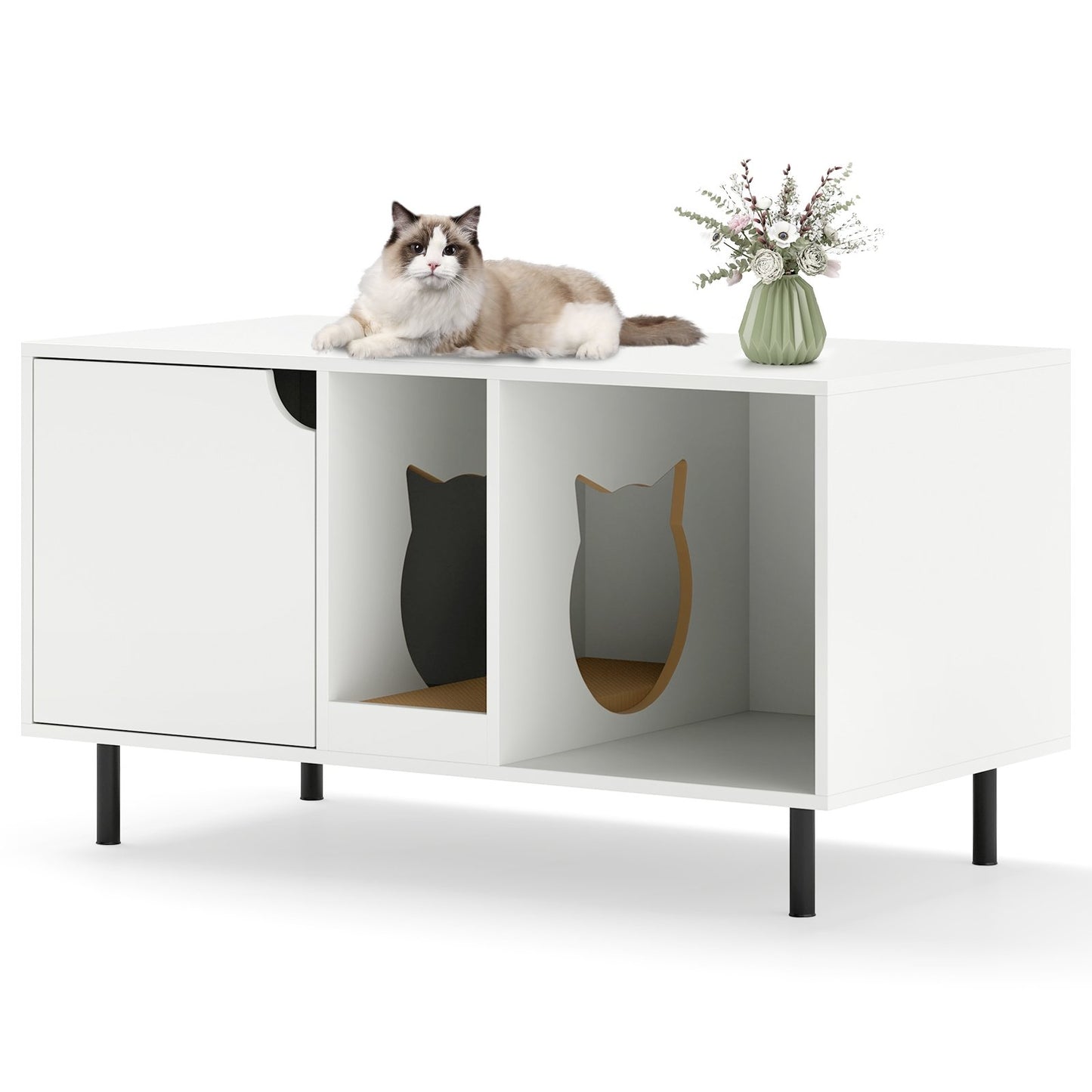 40 Inch Cat Litter Box Enclosure for 2 Cats Hidden Cat Washroom-Gray