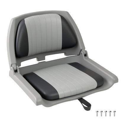 Boat Seat Folding Low Back Boat Chair with Marine-Grade PVC-Gray