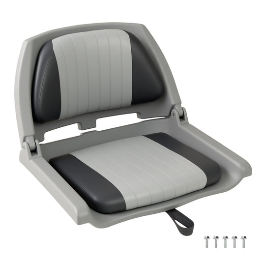 Boat Seat Folding Low Back Boat Chair with Marine-Grade PVC-Gray