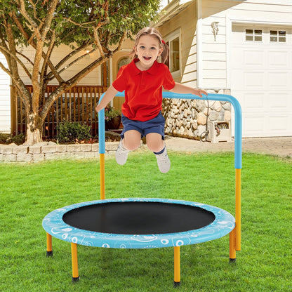 36 Inch Kids Trampoline Mini Rebounder with Full Covered Handrail -Blue