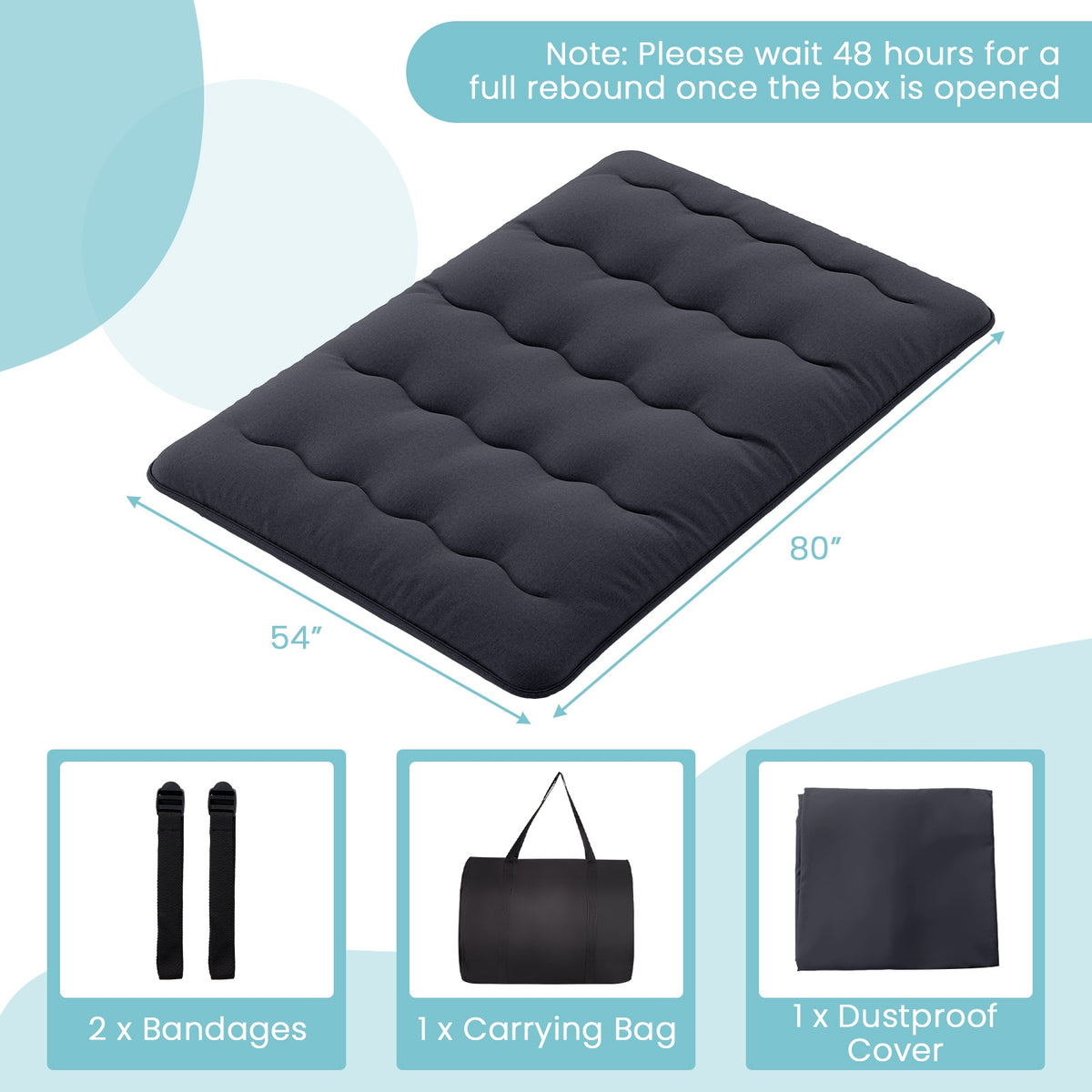 Full-size futon mattress with washable cover and foldable design, ideal for guest beds or versatile bedroom seating.