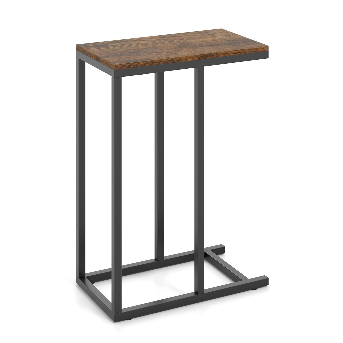 C-shaped Side Table with Heavy-duty Metal Frame-Black
