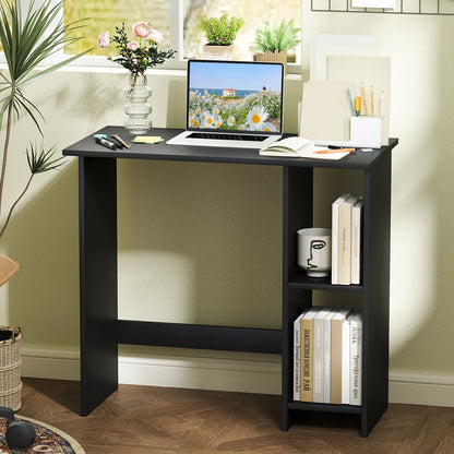 Small Computer Desk with Storage and Adjustable Shelf-Black